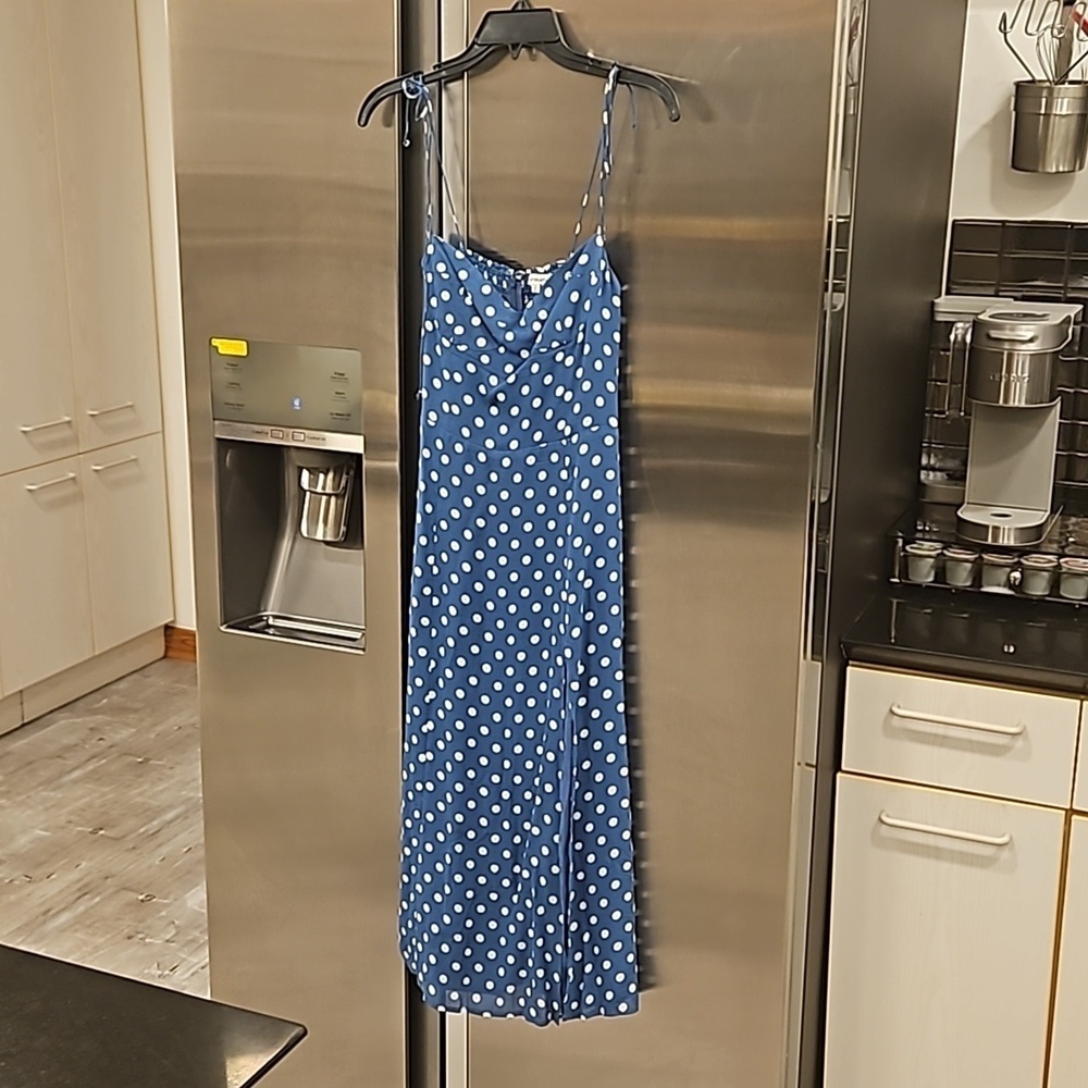 💕REFORMATION💕 Juliette Dress ~ Lazuli Blue Polka Dot Print 6 - Picture 8 of 14
